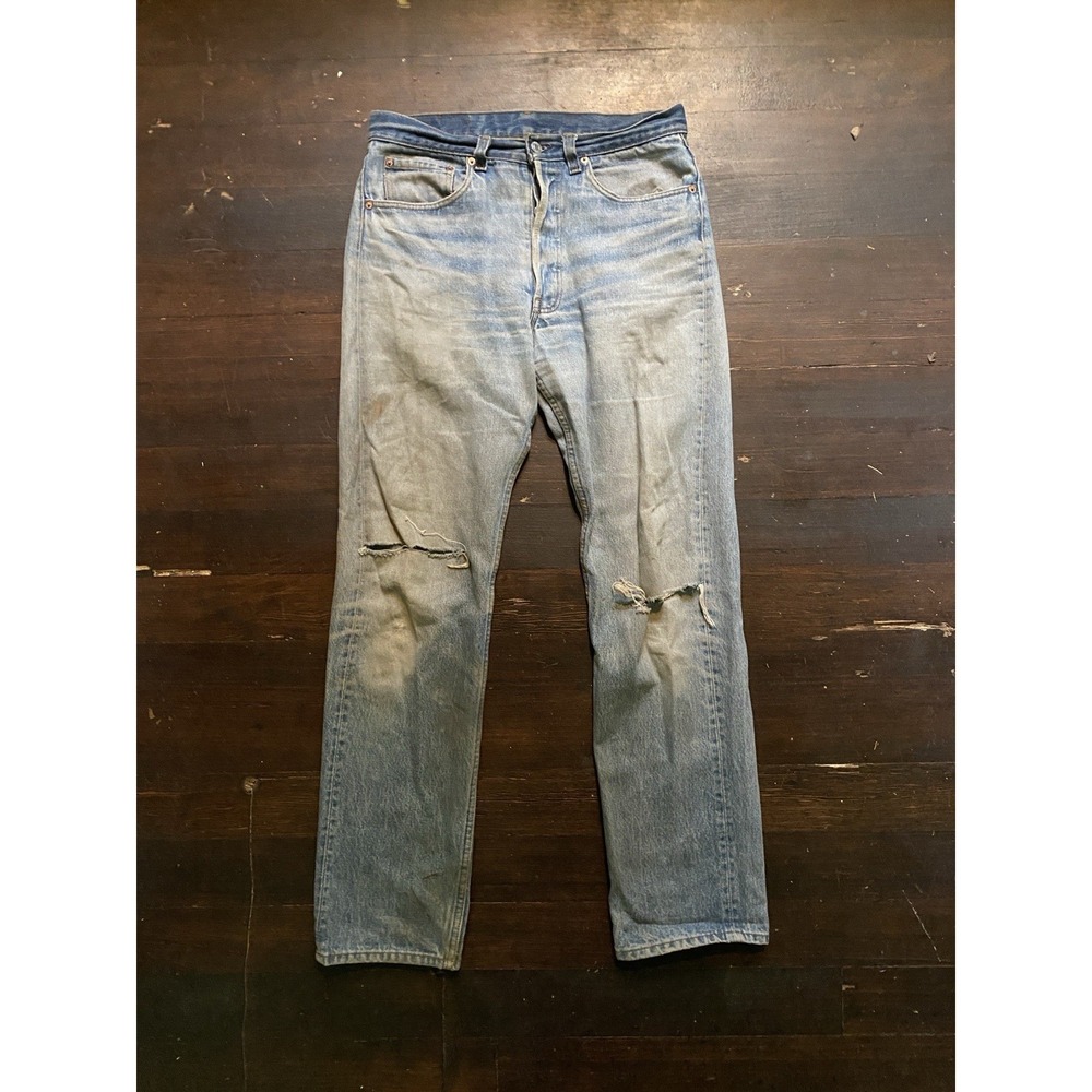 Vintage Levi's 501 Denim Jeans 80s/90s Distressed Fades Made in USA 31x31